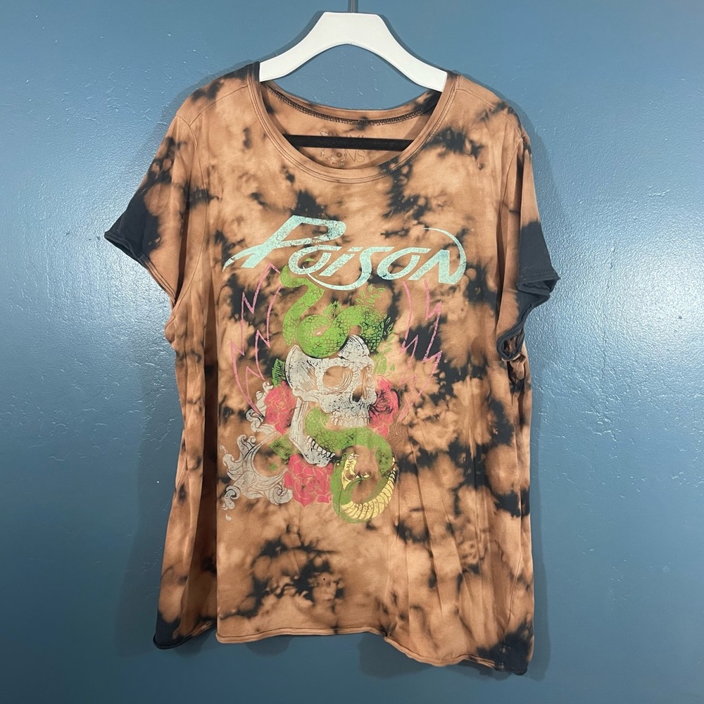 Torrid Vinyl Icons Women’s Brown Tie Dye Poison Graphic Print Tee Size 2X